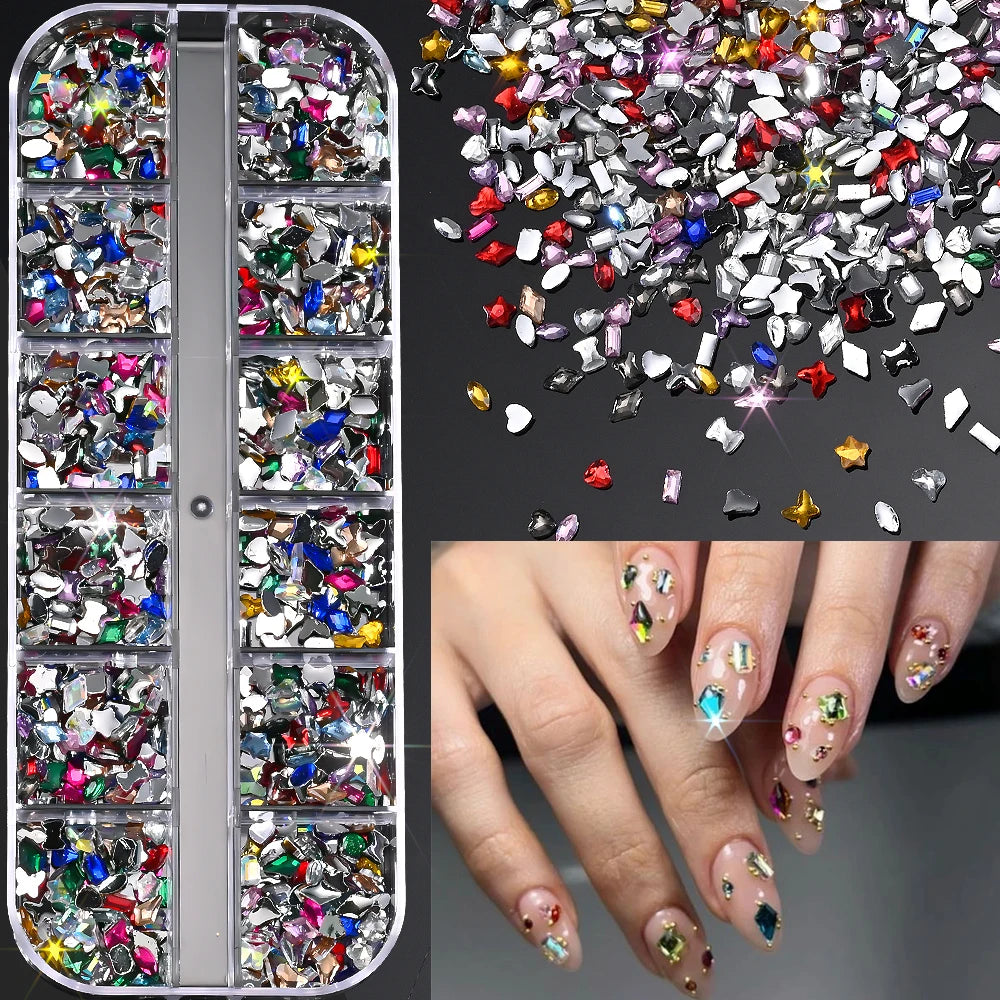 Ocean Gold Nail Art Charms - 3D Shell Seahorse Starfish Pearl Gems Studs