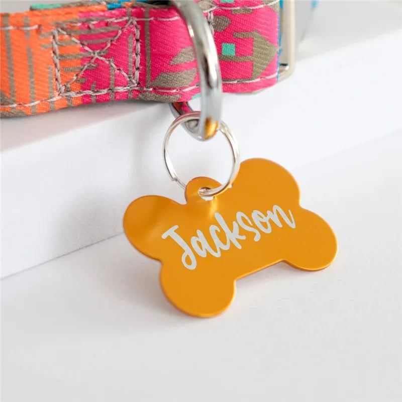 Personalized Pet ID Tag for Dogs & Cats - Deep Engraved Aluminum Collar Nameplate with Free Engraving | Address, Number