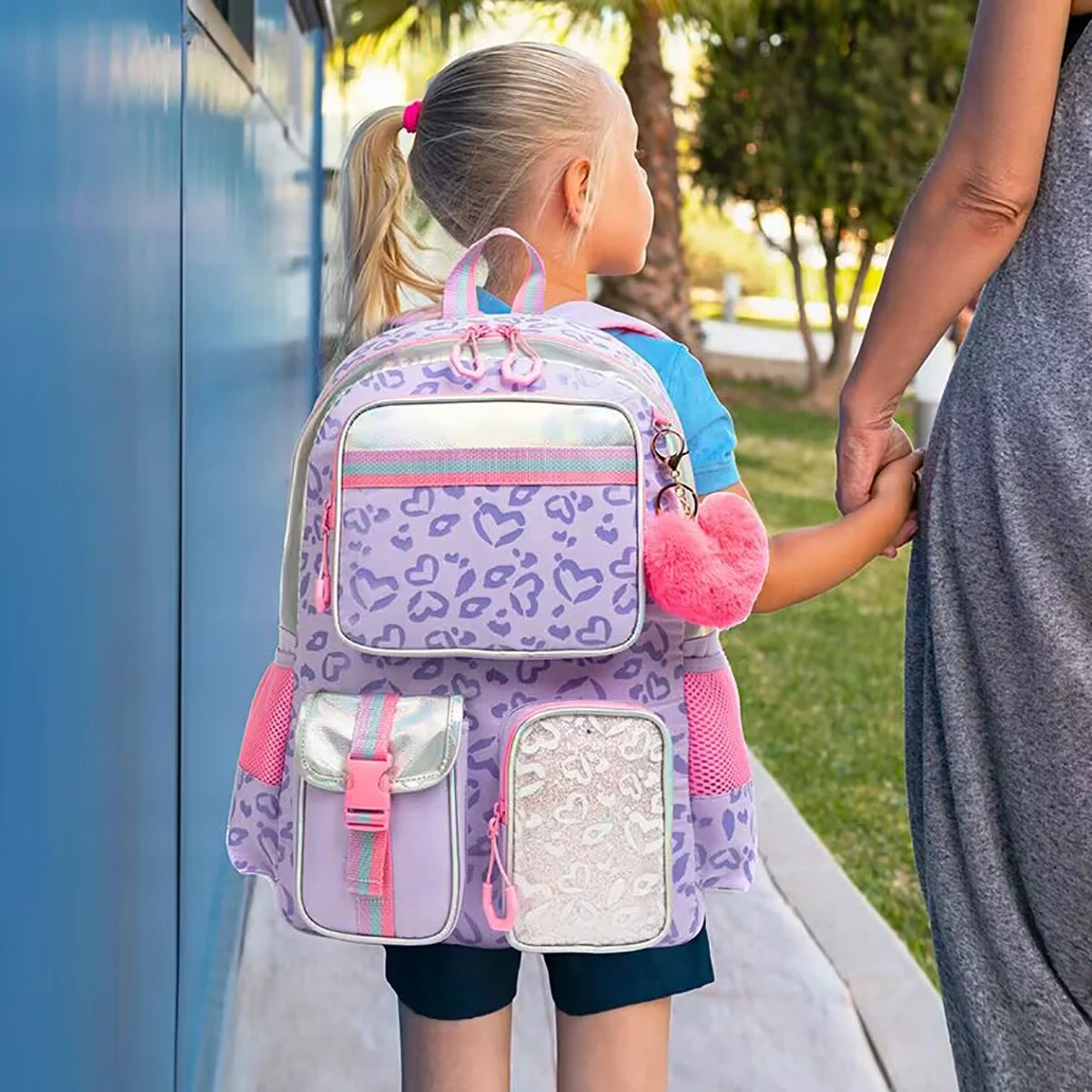 Aesthetic Girls Backpack with Lunchbox Penbag - Elementary School Bookbag - ZOOMNSTORE