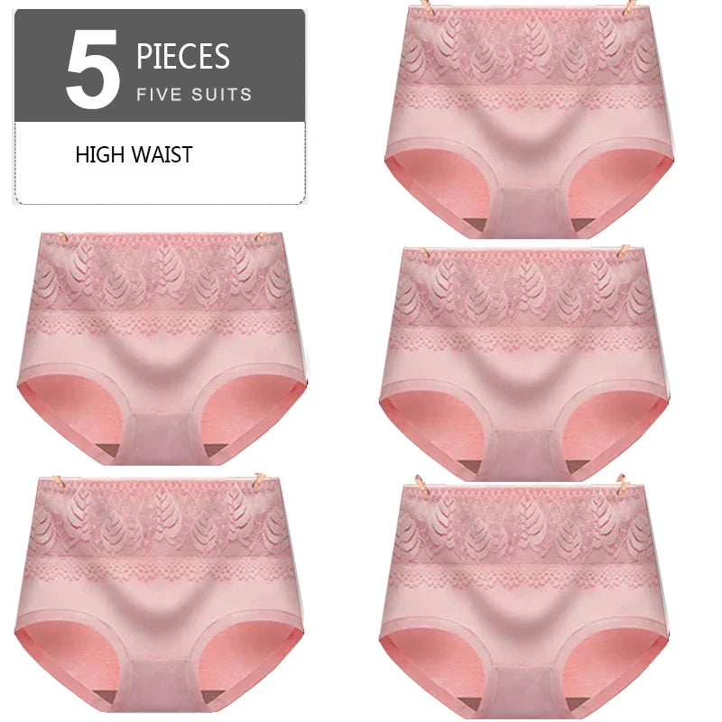 5Pcs/Set High Waist Cotton Panties Women Body Slimming Underwear Fashion Print Briefs Ladies Panty Breathable Female Lingerie