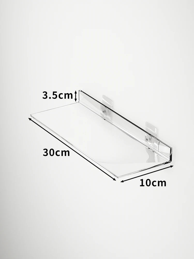 Acrylic Wall Storage Rack - No Drill Bathroom Kitchen Organizer with Strong Adhesive