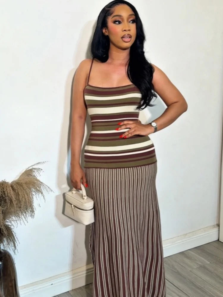 Wmstar Dresses for Women Wholesale Summer Halter Backless and Striped Design Fresh and Breezy Summer Resort Dress Drop Shopping
