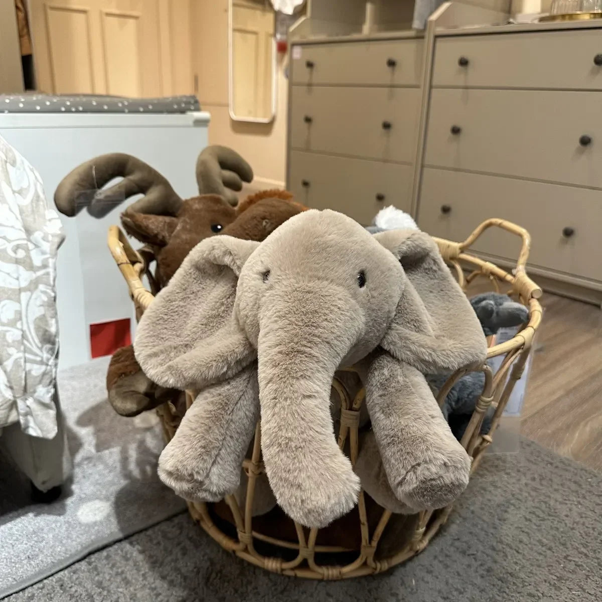 Soft Grey Elephant Plush Toy - Cute Stuffed Animal with Flappy Ears Hugging Pillow for Kids Xmas Gift - ZOOMNSTORE
