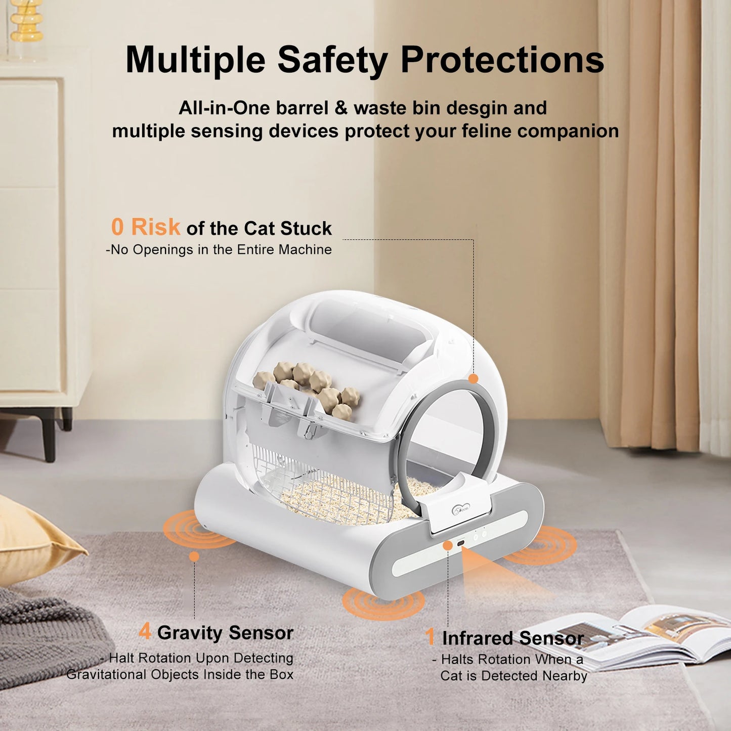 Automatic Self-Cleaning Cat Litter Box with App Control Litter Mat for Large Cats - ZOOMNSTORE