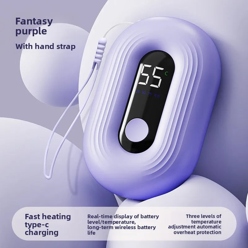 Mini Hand Warmer With Digital Display USB Charging Self-Heating Hand Warmer Gift Box Portable Warmth For Hands