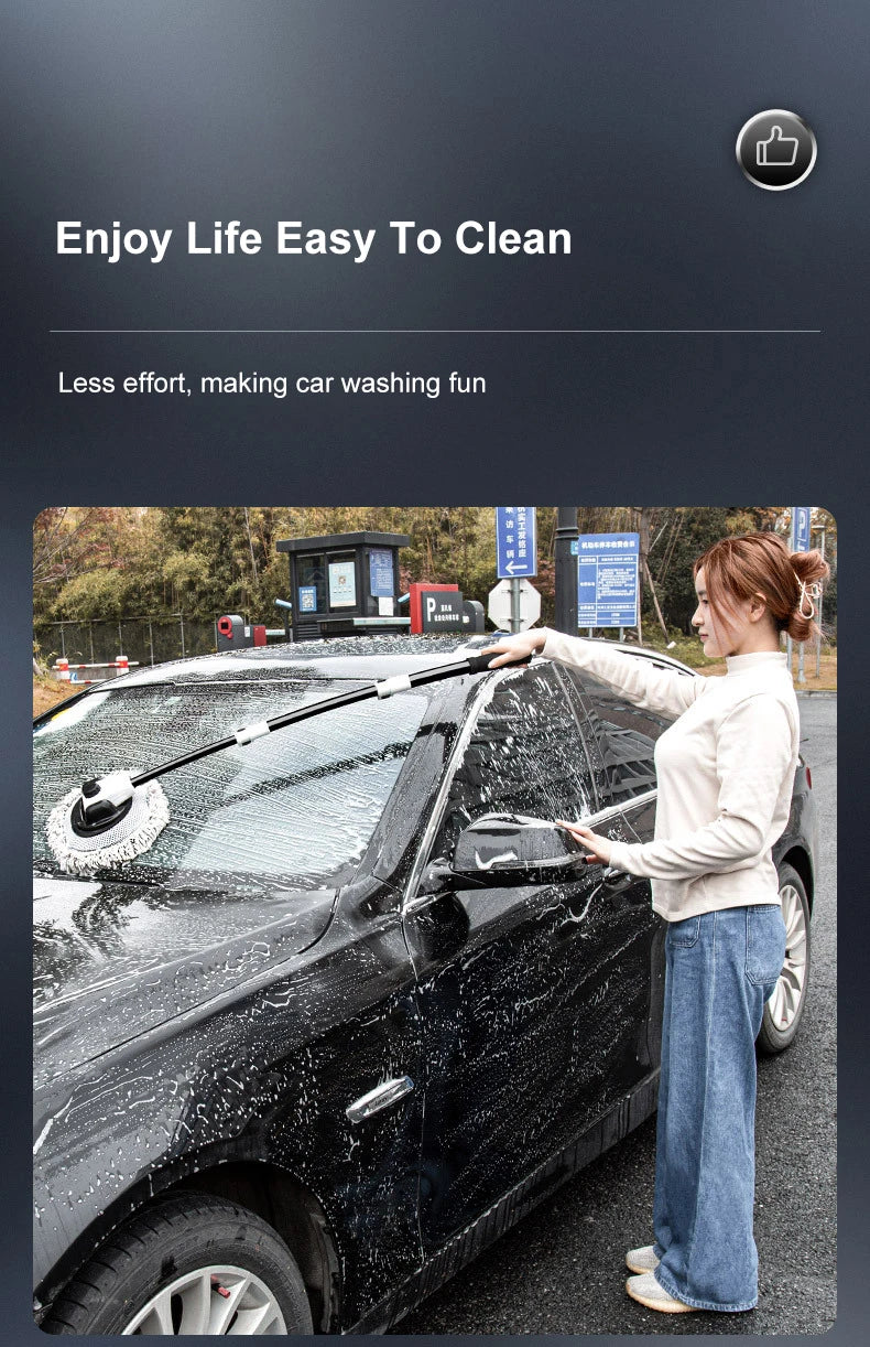 15 Bend Car Cleaning Brush - Telescoping Chenille Wash Mop