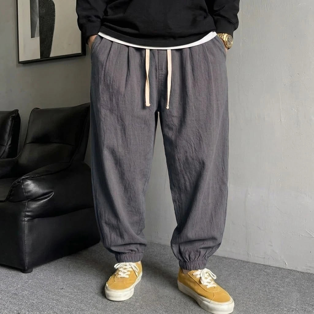 Men's Korean Streetwear Joggers Casual Harem Sport Pants Loose Fit Sweatpants Breathable Drawstring Hiking Trousers for Men
