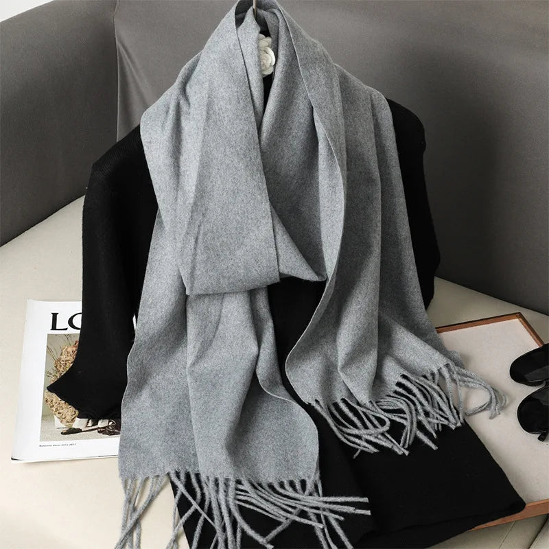 62-Color Cashmere Winter Scarf - Warm Thicken Pashmina Shawl with Tassels