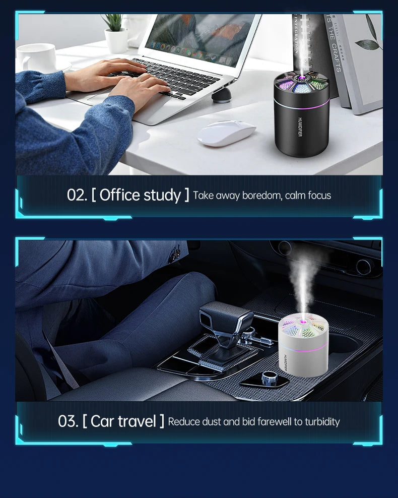 Mini Air Humidifier Aromatherapy Diffuser - 180ML Essential Oil Spray for Home Car