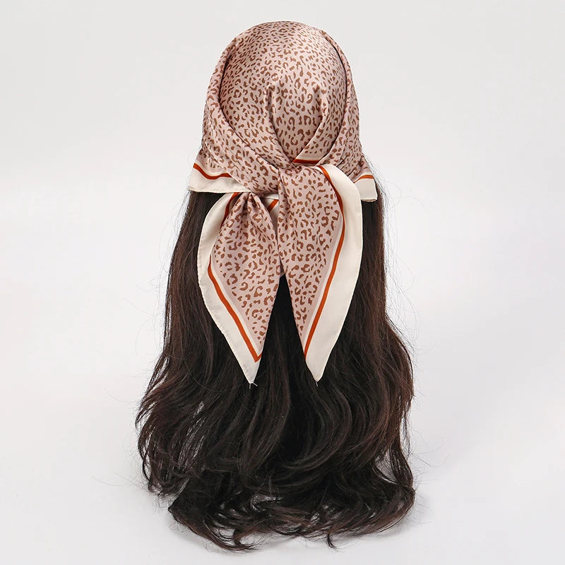 Bohemian Floral Silk Scarf - Tropical Leaf Head Wrap and Bandana
