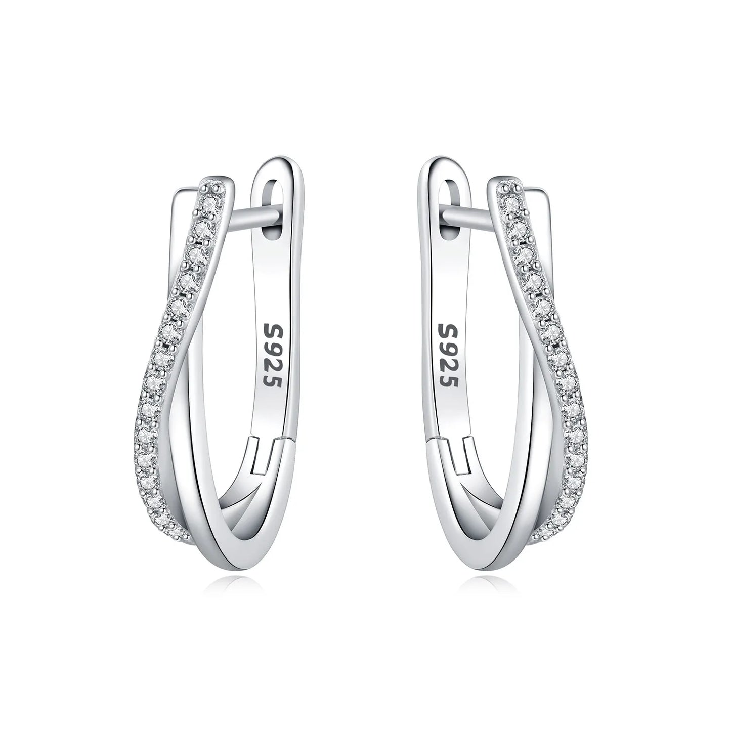 Orstarry S925 Sterling Silver Square Chain With Stone Inlaid Earrings Hoop Earrings For Women Jewelry Original Party Trendy Gift
