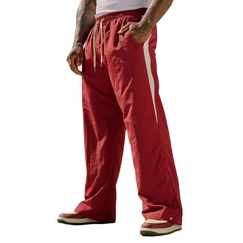 Autumn New Casual Pants Men’s Loose Cotton Casual Pants Wide-Leg Trendy Sports Patchwork Long Pants American-Style Sweatpants