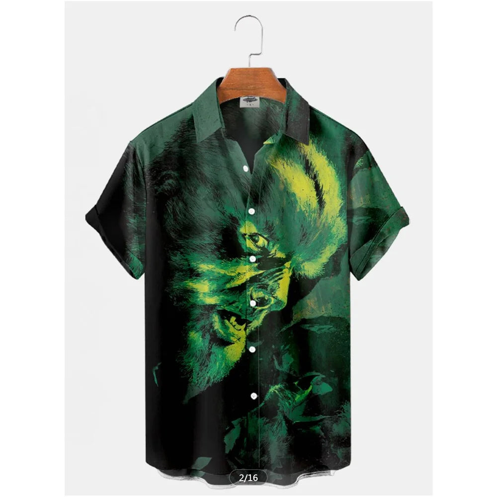 Retro Movie Character Shirt - Casual Summer Short Sleeve Hawaiian Top for Men