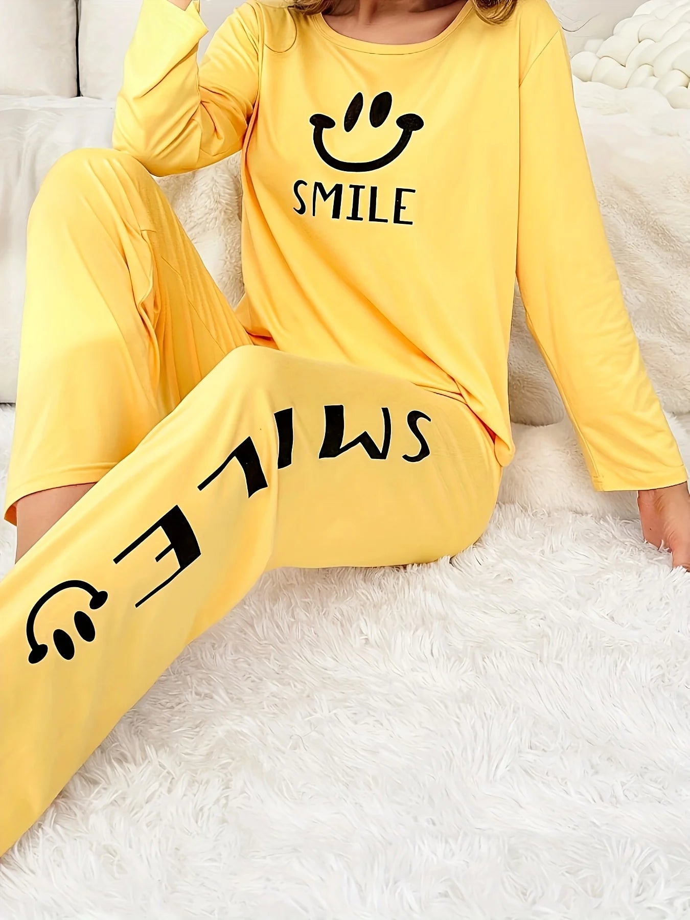 Women's Casual Cute Printed Long-Sleeve Pajama Set for Spring and Summer, Suitable for Everyday Wear and Can Be Worn Outside