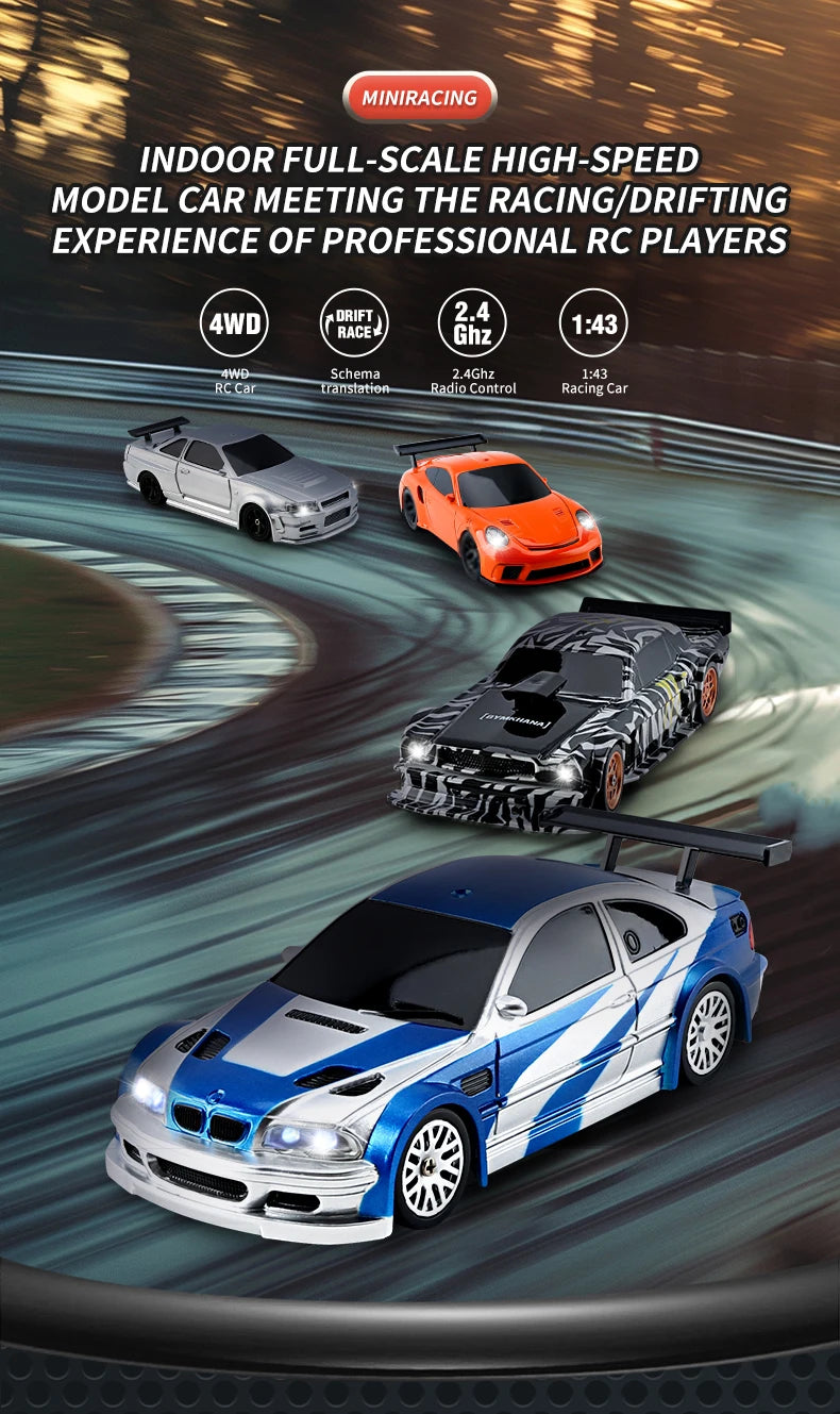 Upgraded 143 RC Drifting Car - High Speed 4WD Radio Control Mini Vehicle - ZOOMNSTORE