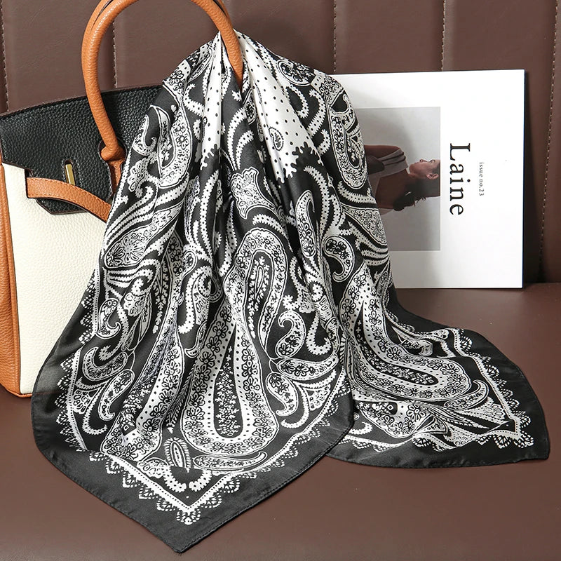 Luxury Satin Silk Scarf - Womens Fashion Shawl Hijab Neckerchief Bandana 2023