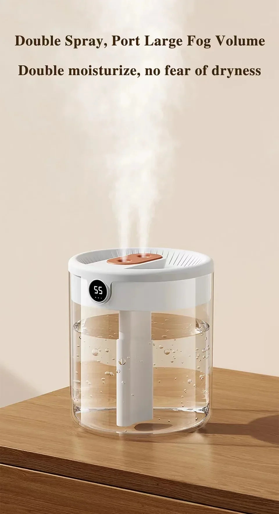 2L USB Humidifier - Quiet LED Night Light Diffuser for Home Office - ZOOMNSTORE