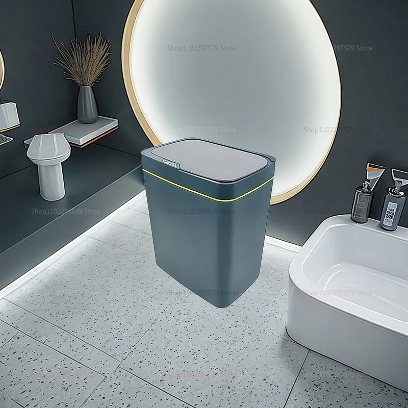 15L Automatic Smart Sensor Trash Can - Non-Contact Electric Waste Bin for Kitchen Bathroom White