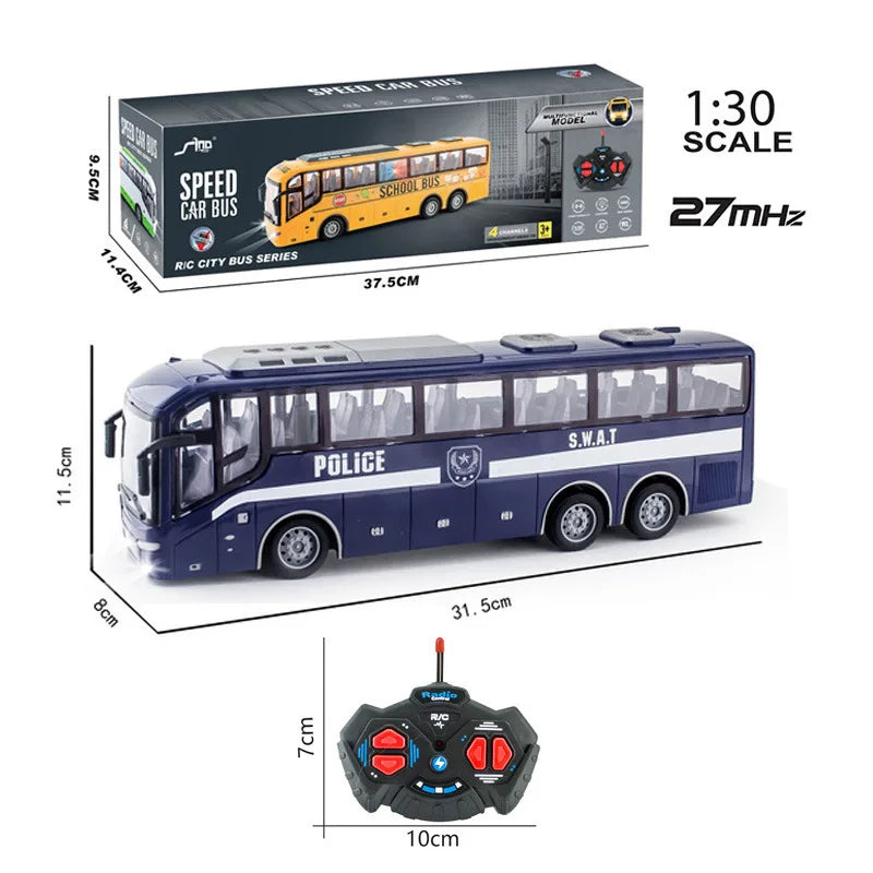 Remote Control Tour Bus - Electric School City Model with Lights for Kids - ZOOMNSTORE