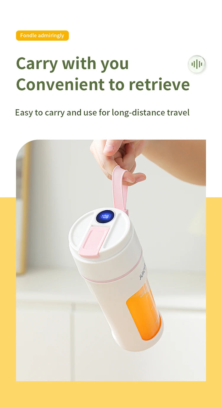Portable Mini Electric Juicer - Multifunction Fruit Blender with 6 Blades Smoothie Maker 1200mAh