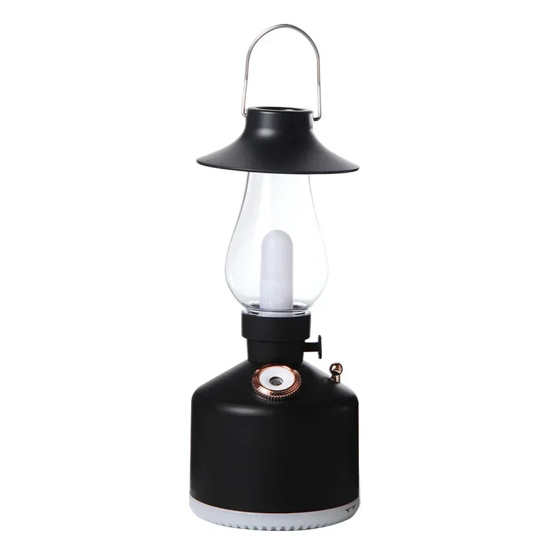 Retro Lamp Humidifier - Wireless Aroma Diffuser with Cool Mist, 7 Color Lights & Rechargeable Battery