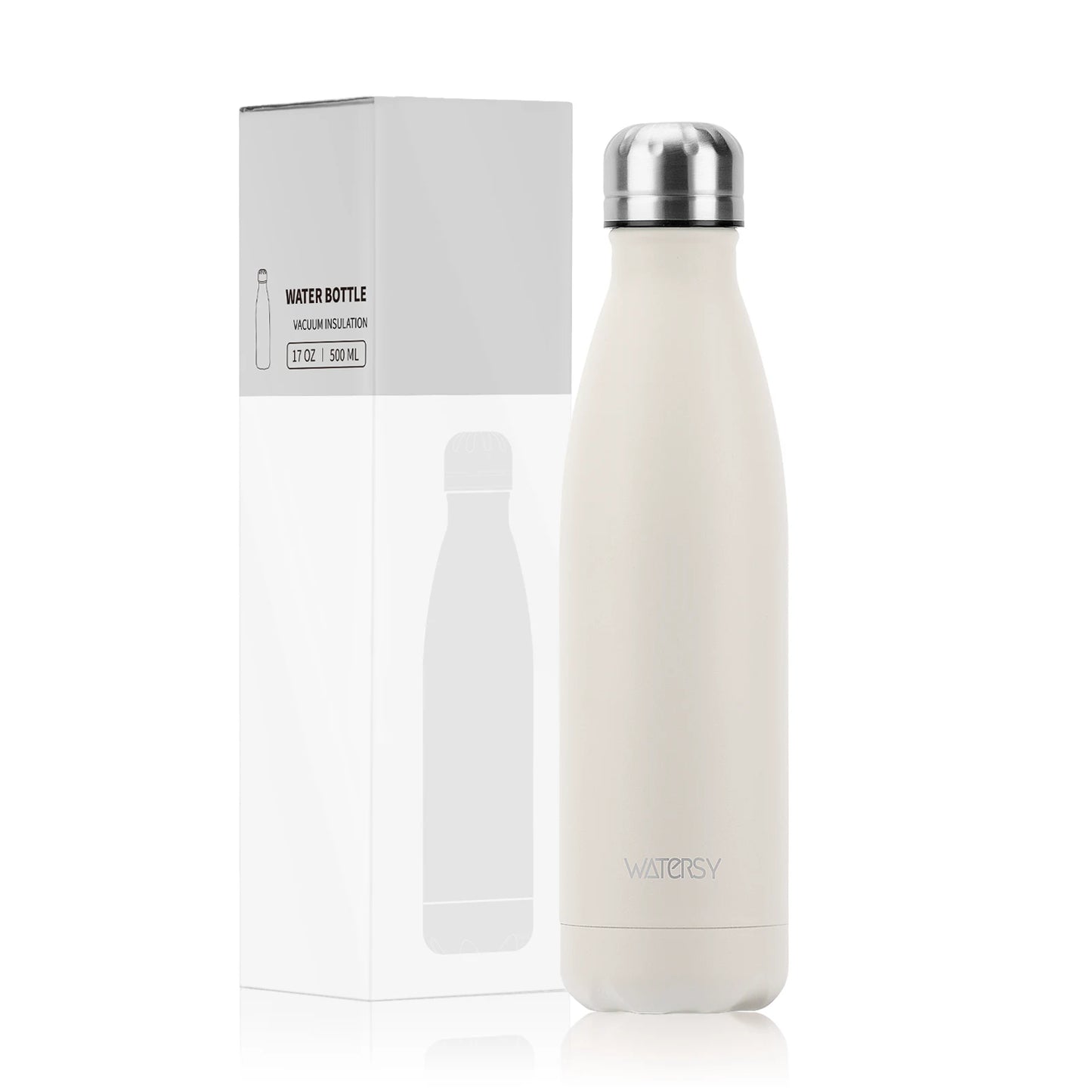 WATERSY 500ml Insulated Water Bottle, Stainless Steel Thermal Leakproof Flask, BPA-Free Double Walled Vacuum Bottle for Sports