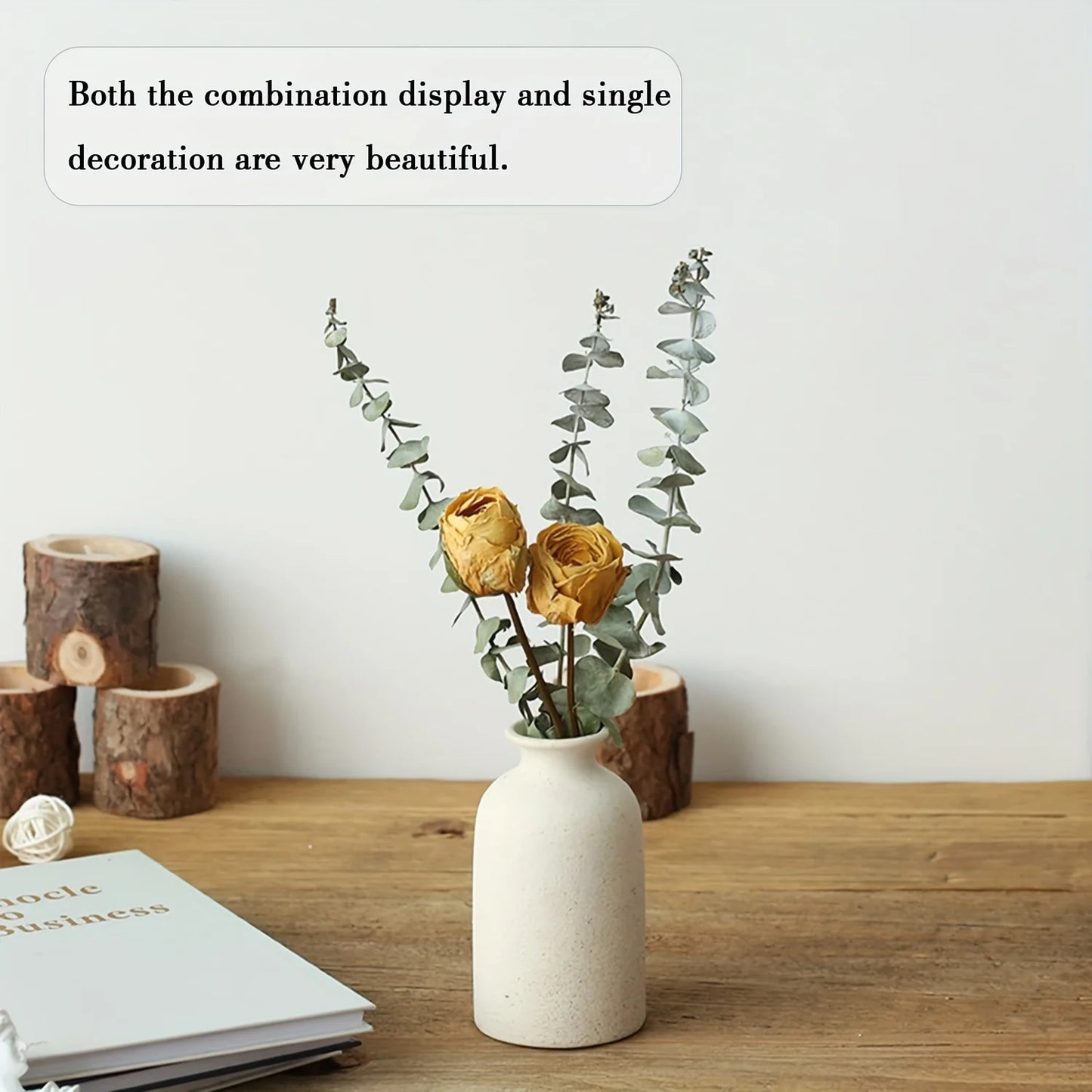 Set of 3 Rustic Ceramic Vases - Modern Farmhouse Decor for Living Room and Table - ZOOMNSTORE