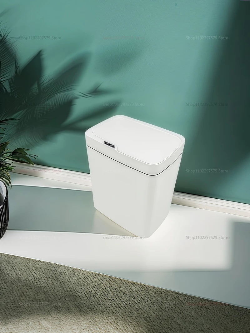 15L Automatic Smart Sensor Trash Can - Non-Contact Electric Waste Bin for Kitchen Bathroom White