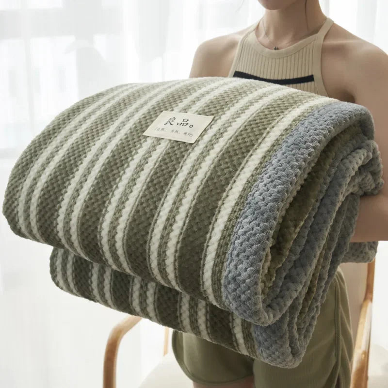 Soft Chenille Knit Throw Blanket - Handmade Machine Washable Cozy for Couch Bed - ZOOMNSTORE