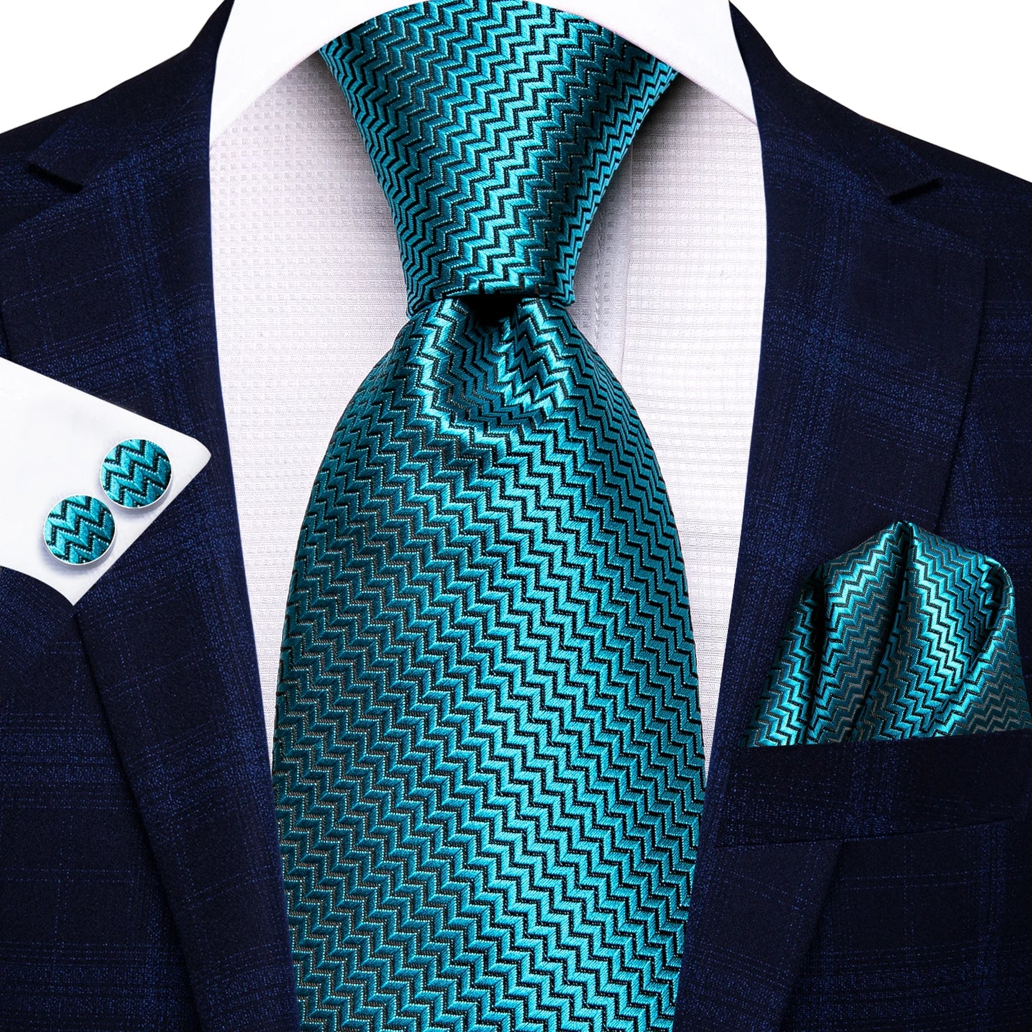 Blue Silk Mens Tie - Formal 100 Silk NeckTie for Weddings and Business