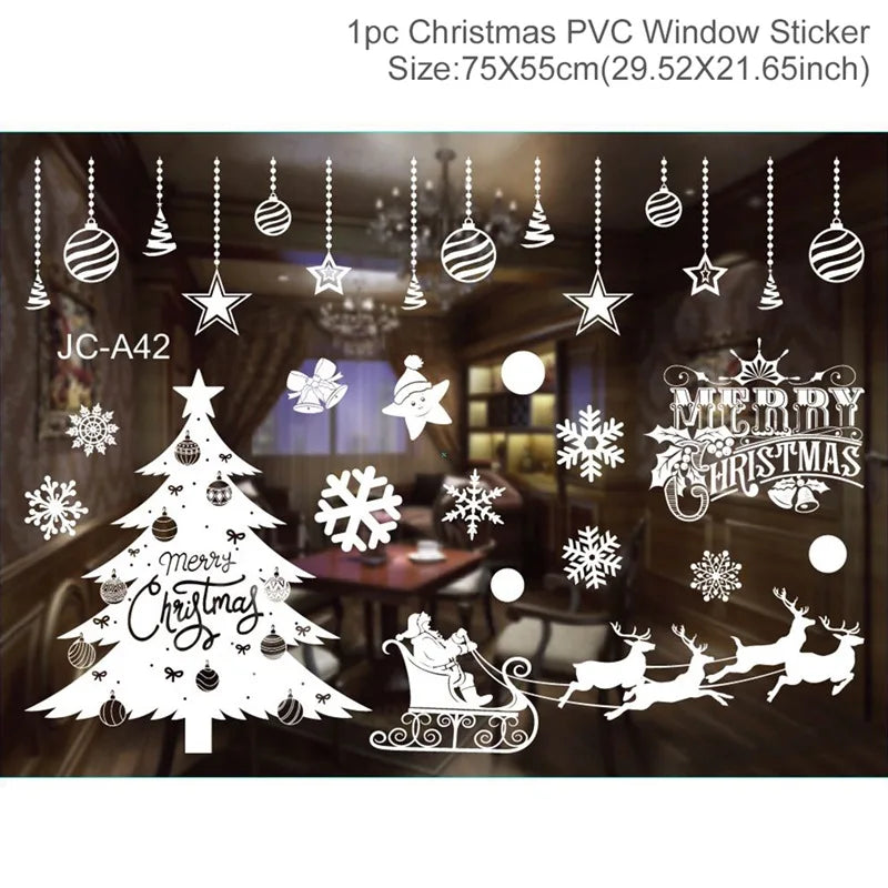 Merry Christmas Window Sticker - Holiday Home Decorations 2024-2025