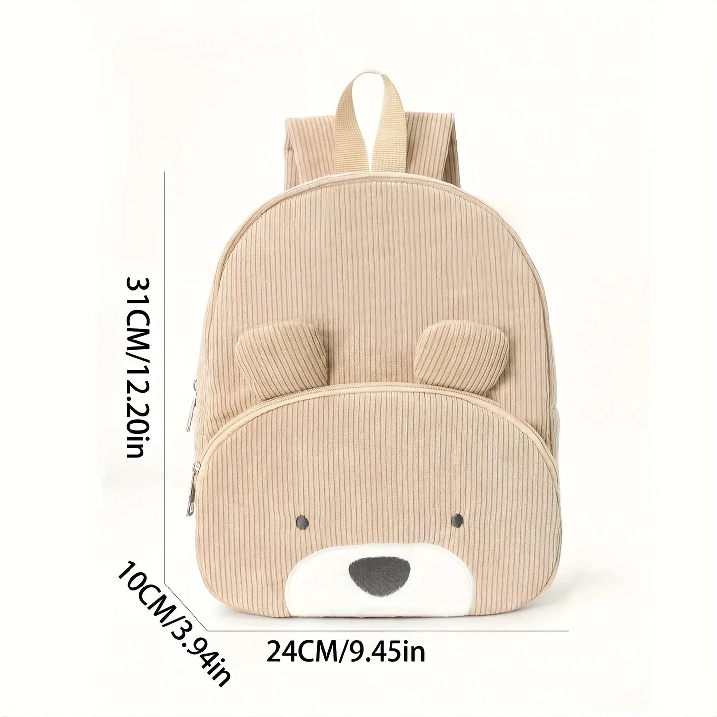 Cute Cartoon Bear Corduroy Backpack - Kids Kindergarten School Bag - ZOOMNSTORE