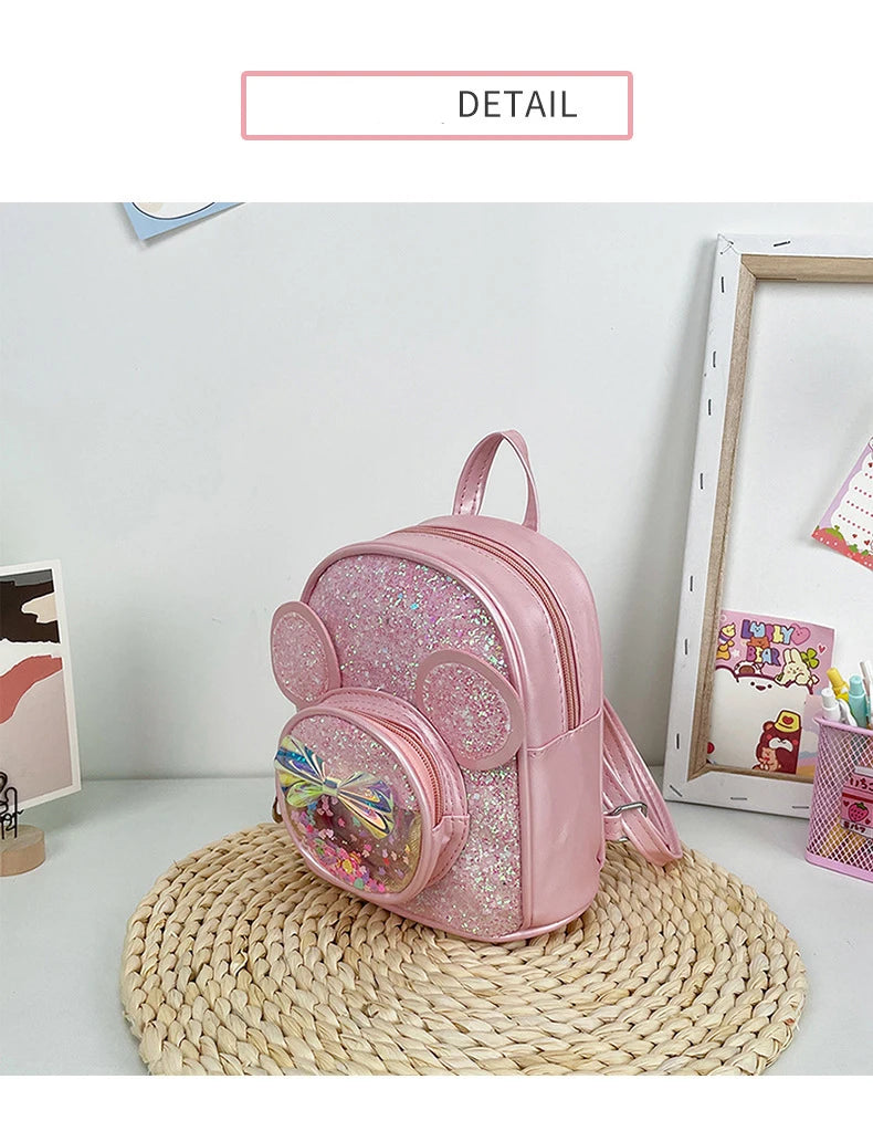 Cute Sequin Backpack for Girls - Cartoon Princess Kindergarten Schoolbag - ZOOMNSTORE