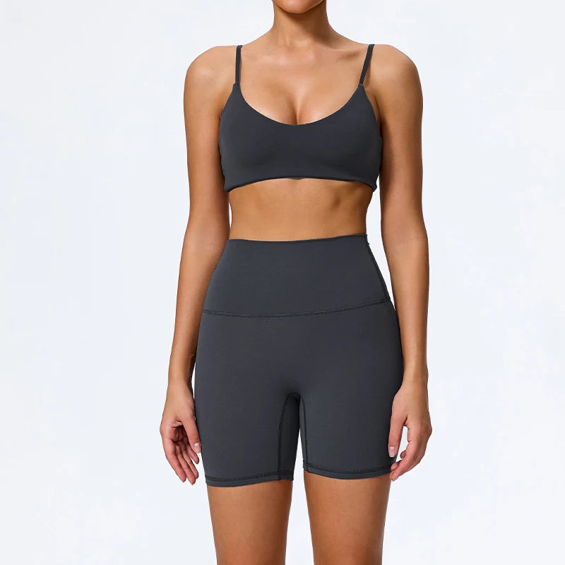 Women Sports Set – Summer Two Piece Gym Outfit With High Waist Leggings & Sleeveless Top