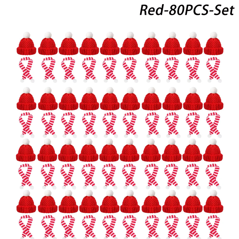 Mini Christmas Hat and Scarf Set - DIY Holiday Party Decoration