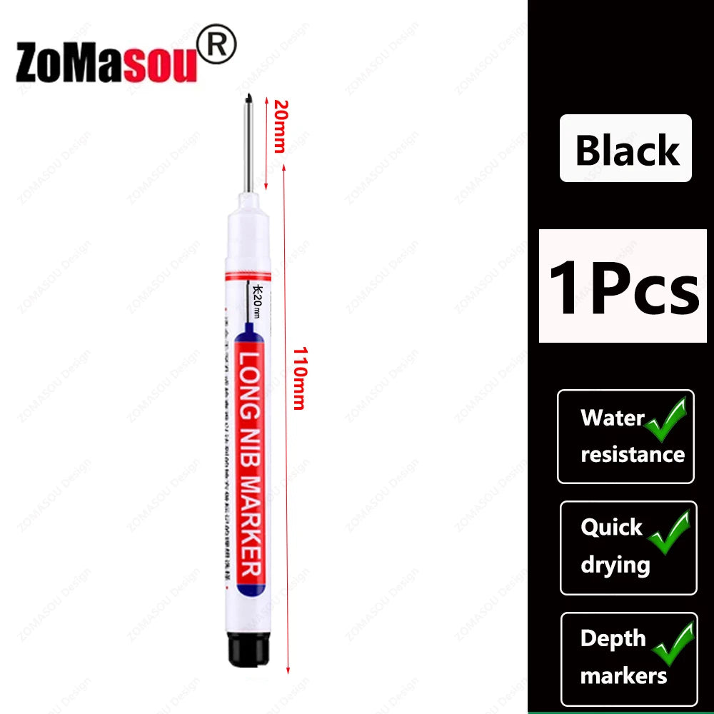 Waterproof Long Head Marker Pen for Deep Holes - 2cm 1-100 Pcs RedBlackBlueGreen Ink - Ideal for Metal Woodworking