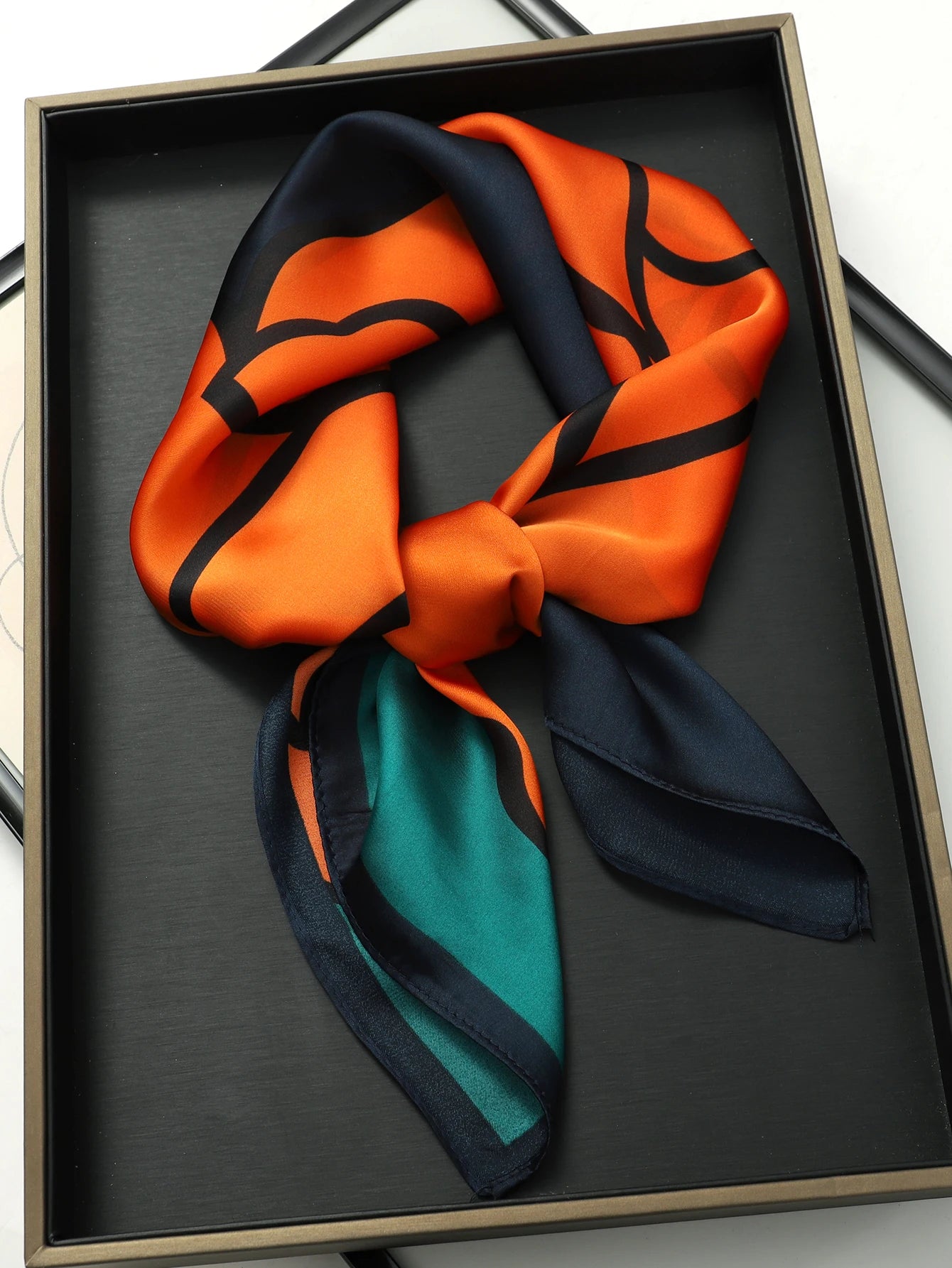 Luxury Silk Cat Print Scarf - Womens Neck Hair Tie Bandana Foulard 70cm