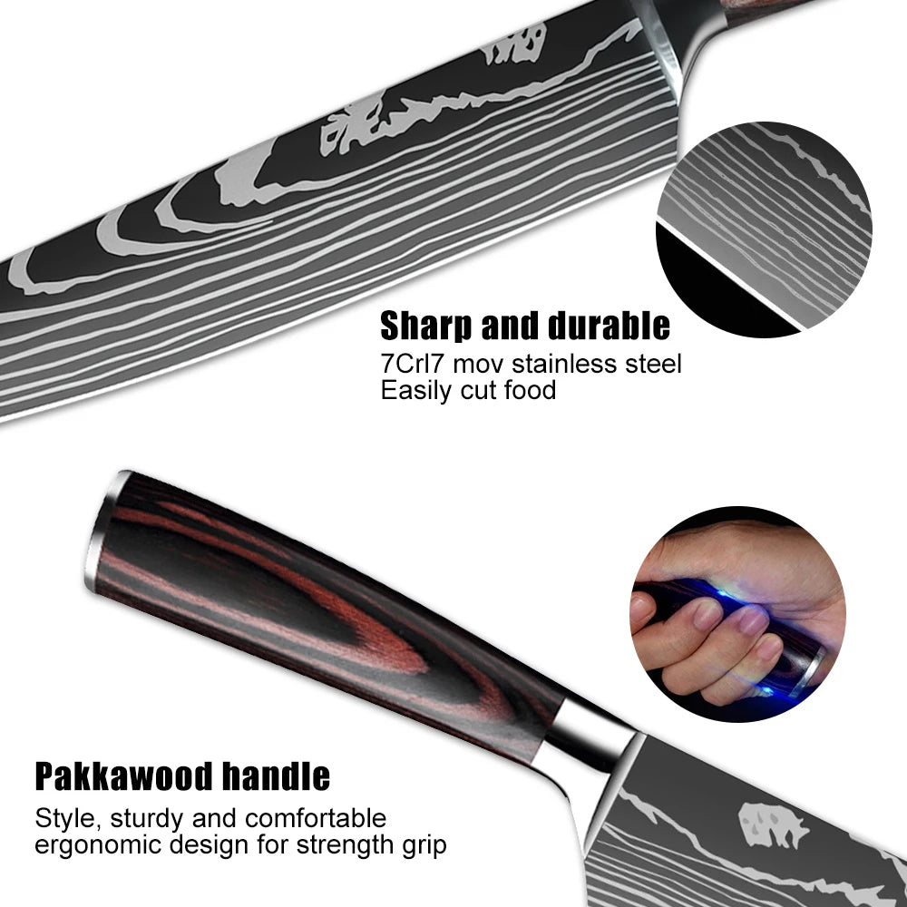 8 Inch Kiritsuke Knife - Ultra Sharp German High Carbon Stainless Steel Chefs Knife for Meat Fish Sushi