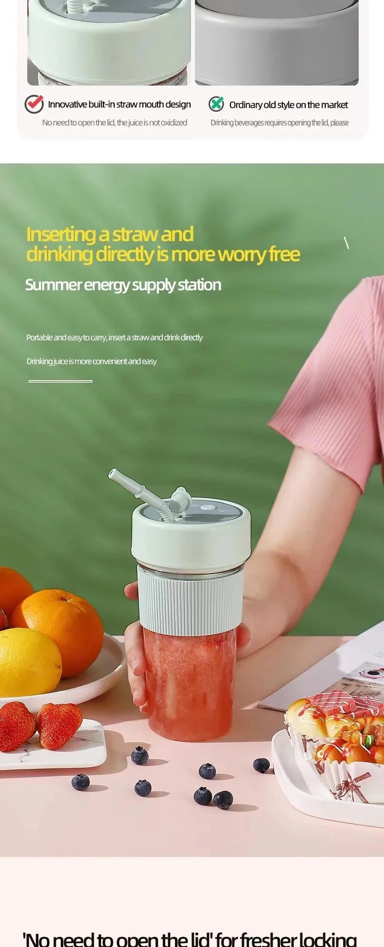 Portable Electric Juicer - Mini Wireless Blender for Smoothies and Juice Extraction