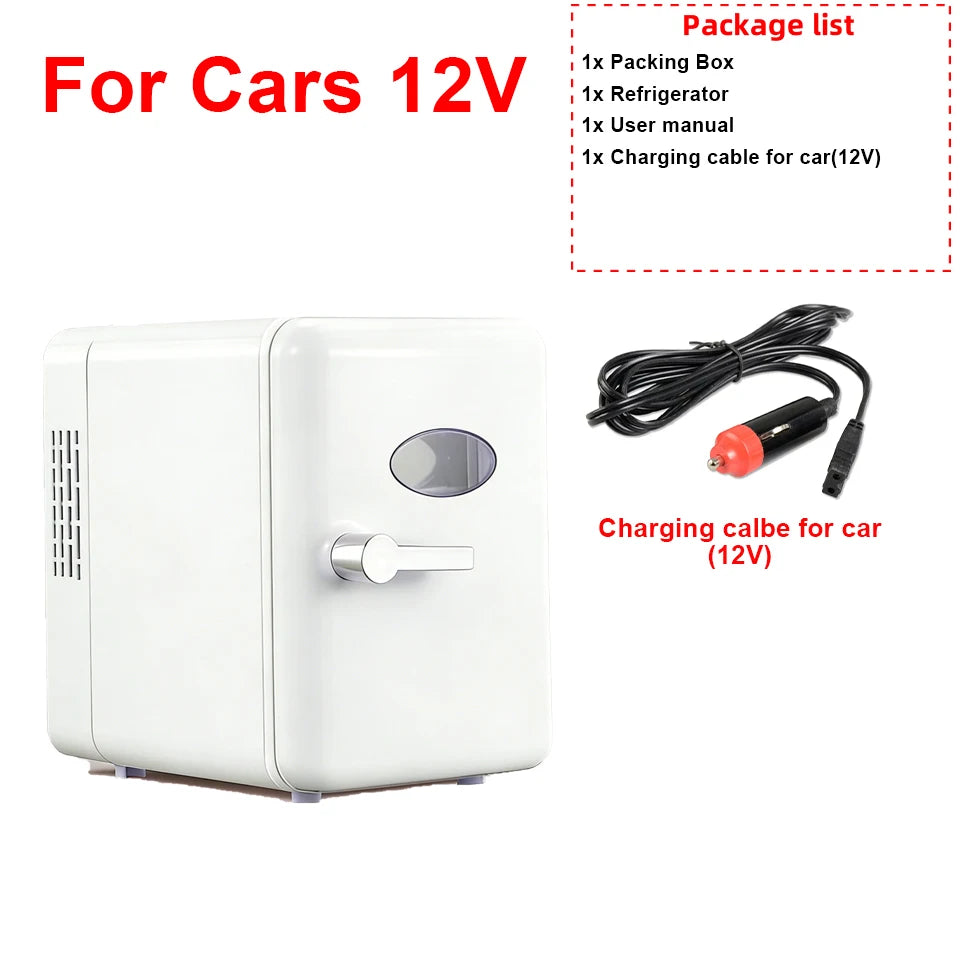 Portable 4L Mini Beauty Fridge Car & Home Dual Use Cooling Heating Refrigerator Skincare Cosmetics Makeup Face Fridge for Travel