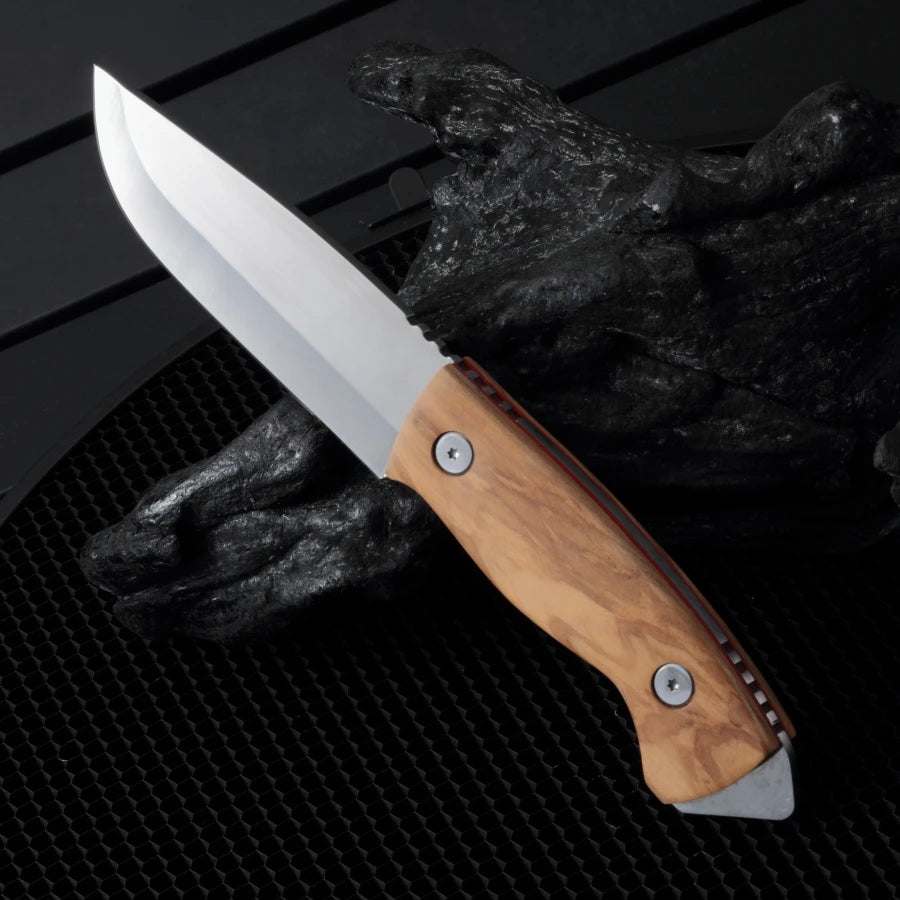 High-Density Stainless Steel Fruit Meat Knife - Olive Wood Handle
