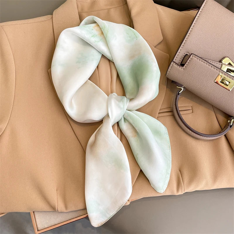 Luxury Silk Plaid Scarf - Soft Satin Neck Hair Tie for Women Foulard Hijab 2021