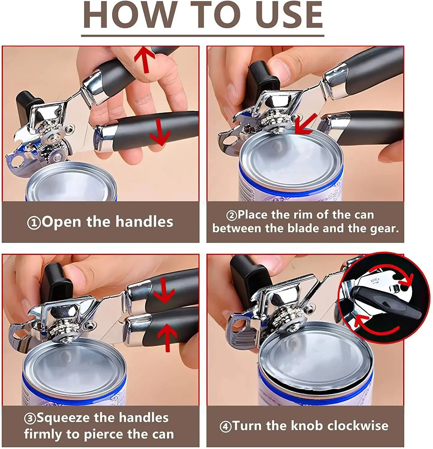 Stainless Steel Manual Can Opener - Multifunctional Kitchen Gadget Bottle Opener - ZOOMNSTORE