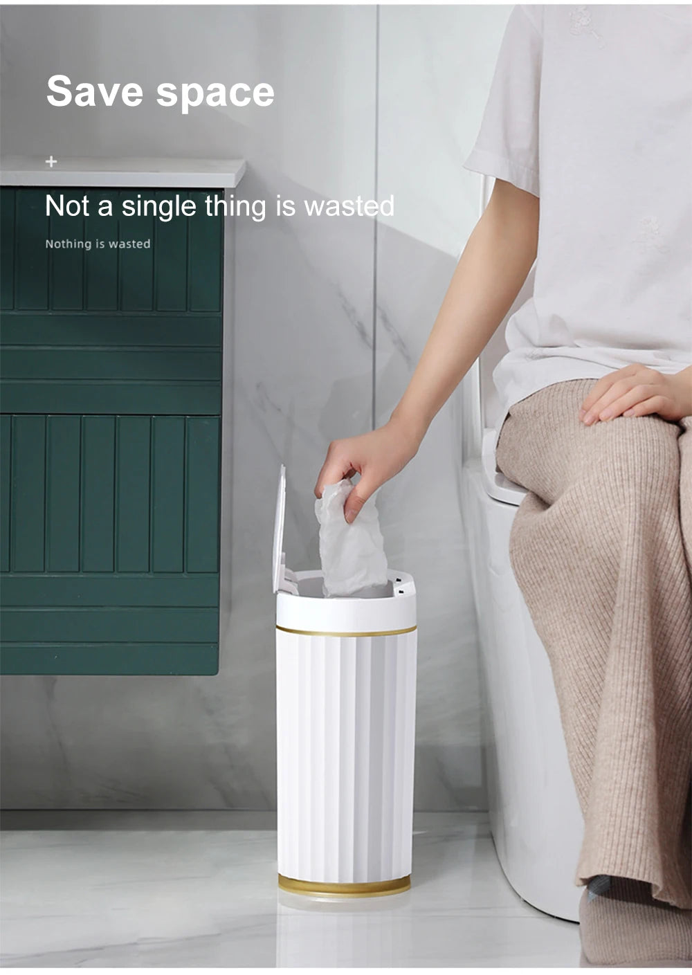 Smart Home Automatic Sensor Trash Can - Waterproof Kitchen Bathroom Wastebasket