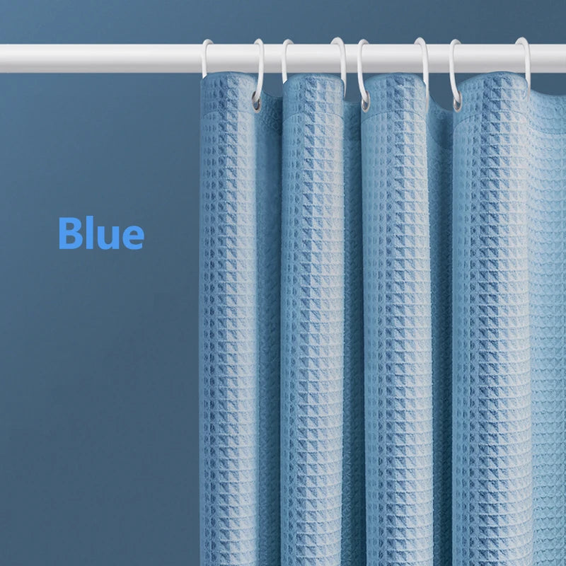 Waterproof Thickened Waffle Shower Curtain - Mildew Resistant Solid Color Bathroom Decor - ZOOMNSTORE