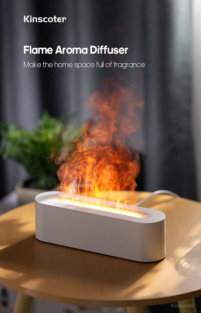 Aroma Diffuser Humidifier - Ultrasonic Essential Oil Diffuser with RGB Flame Night Light - ZOOMNSTORE