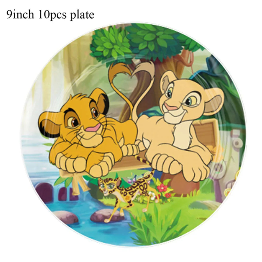 Lion King Birthday Party Supplies - Disposable Tableware Set with Cups Plates Napkins