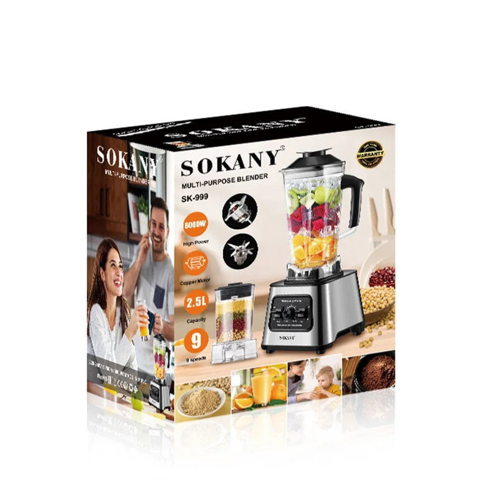 6000W Professional Blender - Smoothie Maker with 25L Container for Ice Nuts and Fruits