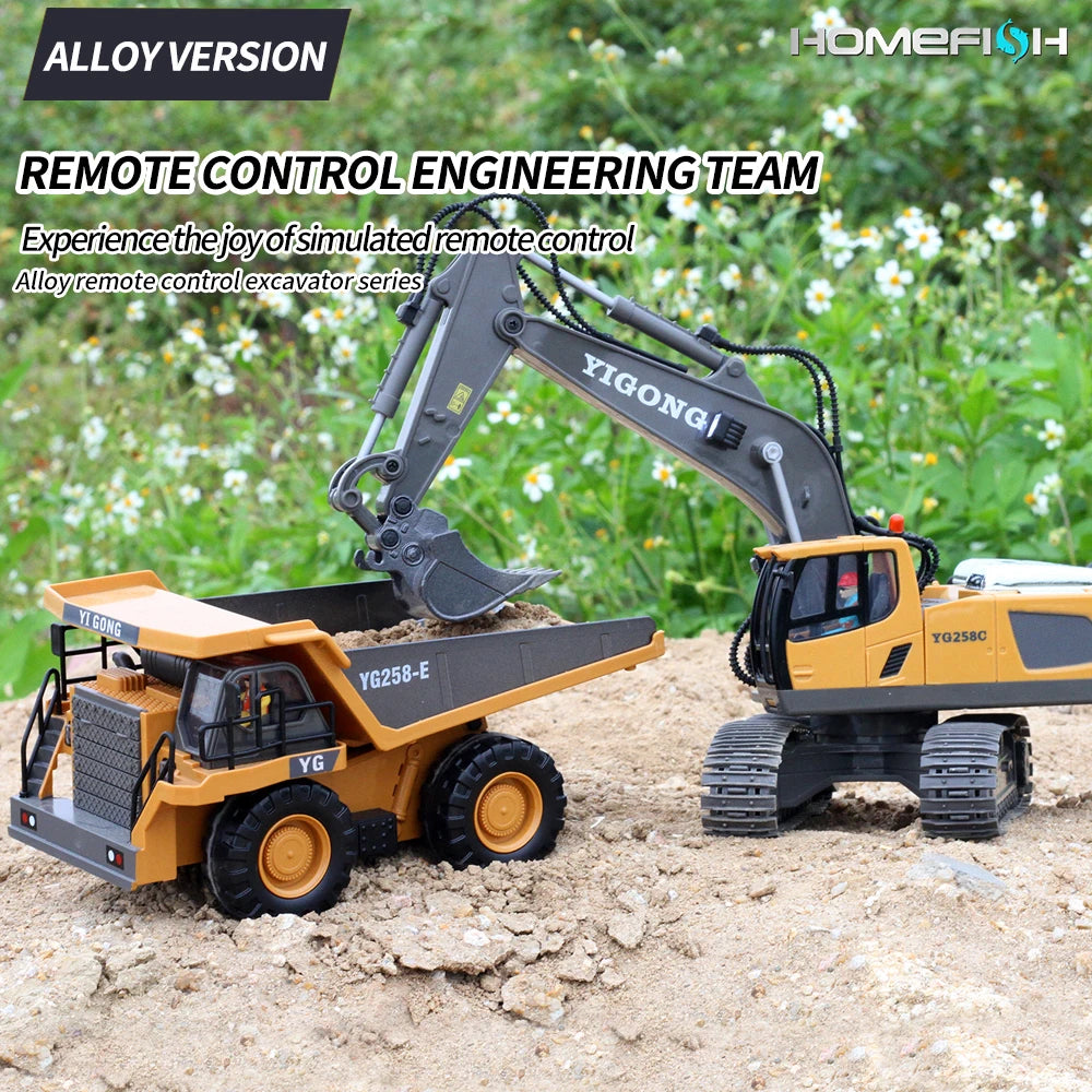 Remote Control Excavator Dump Truck Set - RC Construction Toys for Kids - ZOOMNSTORE