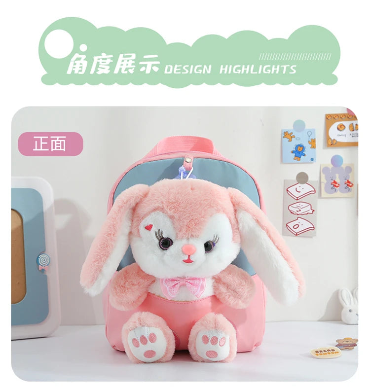 Plush 3D Rabbit Backpack - Cute Cartoon School Bag for Kids - ZOOMNSTORE